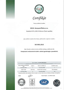 Náhled certifikátu - Milovice